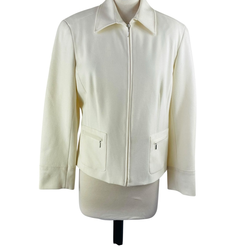 Norton McNaughton Wool Blend Cream‎ Women's Professional Blazer, 8 Petite